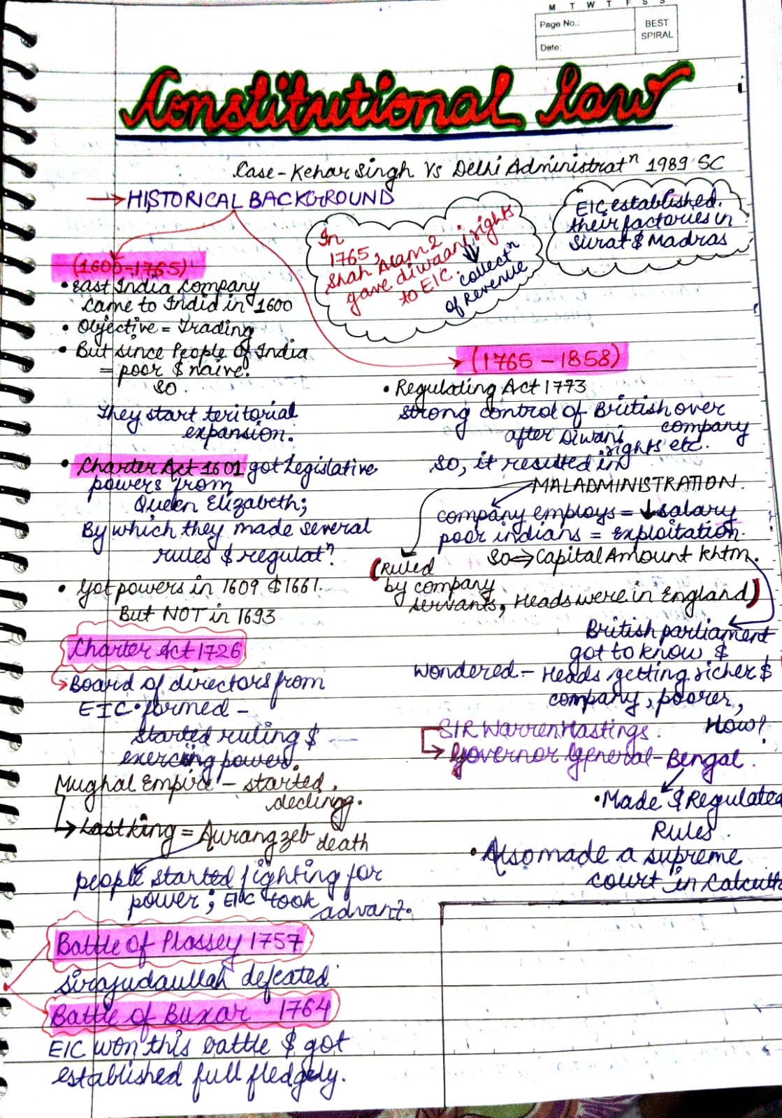 Handwritten law notes cover 1