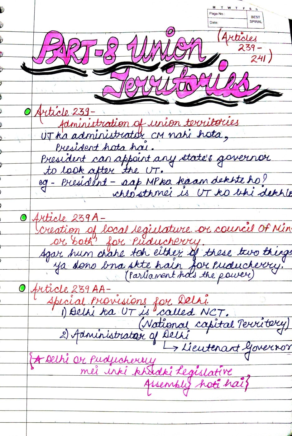 Handwritten law notes cover 2